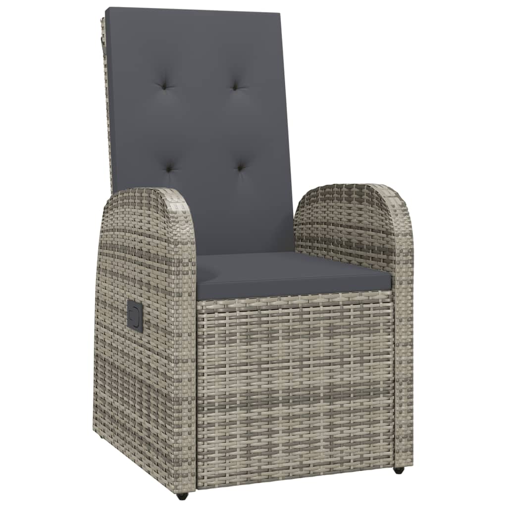 Garden Lounge Chairs 2 pcs with Cushions Grey Poly Rattan
