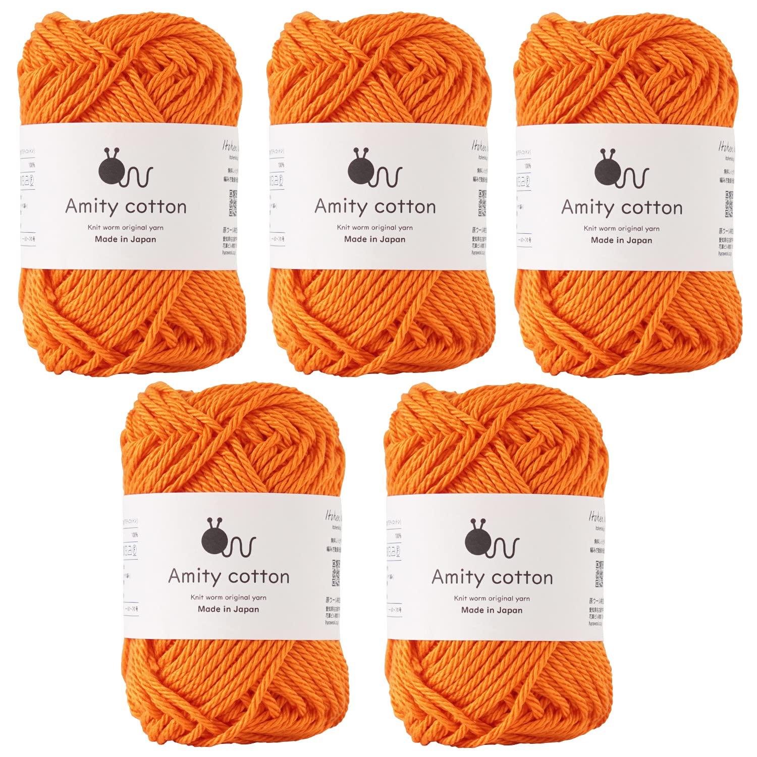 

Amity Cotton Wool Extra 30g Made in Orange Yarn, Thick, (approx. 36m), 100% Cotton, Japan, 5-Ball Set,