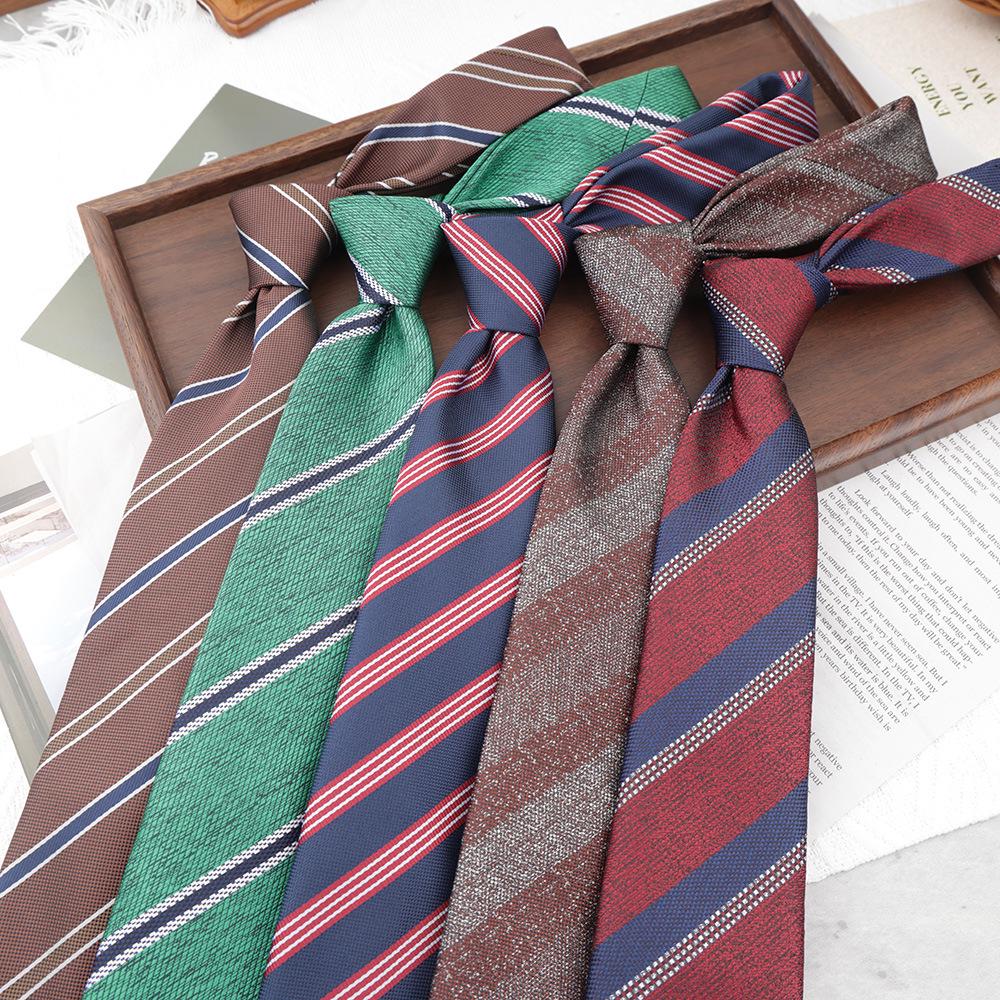 Men's 8CM Korean-British Style Jacquard Silk Striped Professional Tie