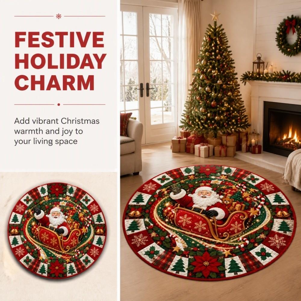 2D Flat Printed Christmas Rug Non-Slip Xmas Home Decor 3D Illusion Rug  Living Room