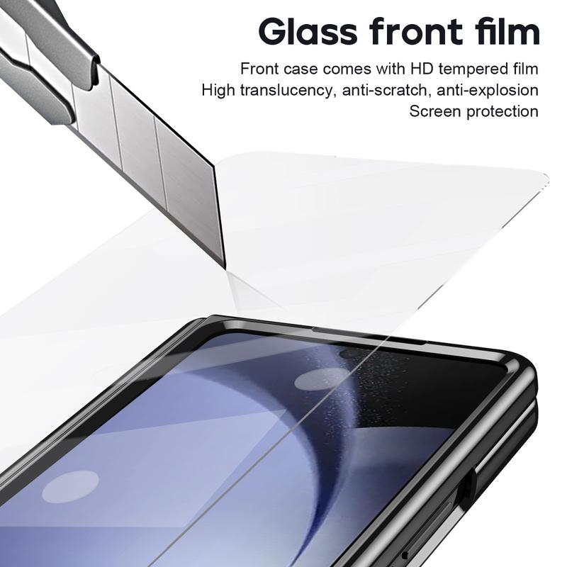 Leather Bracket Pen Slot With Stylus Case For Samsung Galaxy Z Fold7 6 5 4 Glass Screen Hinge Protection Cover For Z Fold 6 Slim
