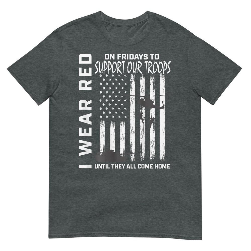 Red Friday Military Veteran Support Our Troops American Flag TShirt