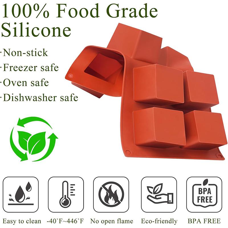 LMETJMA 8 Cavity Cube Cake Mold 3D Square Mousse Cake Baking Mold Silicone French Dessert Mold for Chocolate Brownie Bites JT353