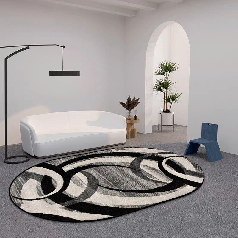 Modern Simple Style Living Room Carpet Oval Design Bedroom Non-slip Washable Rug Fluffy Soft Lounge Sofa Coffee Table Floor Mat