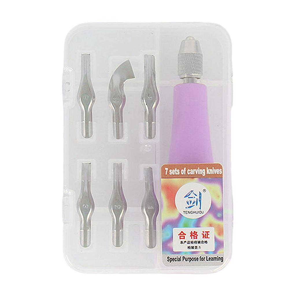 Craft Linoleum Cutter with 6 Size Cutting Head Assorted Lino Cutter Carving Tool For Block Printing And Craft Project