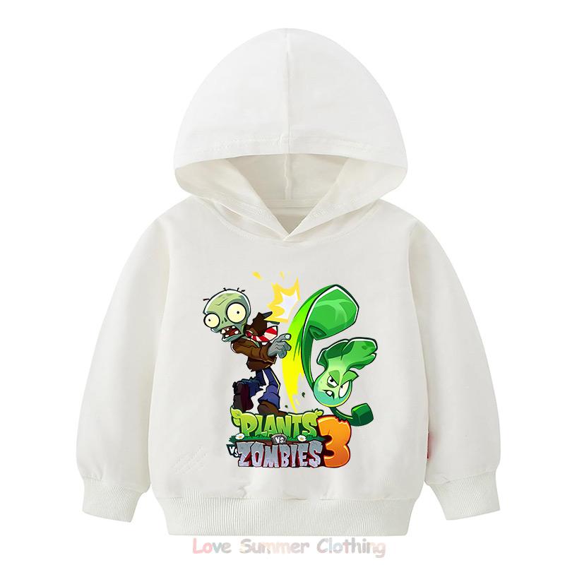 Boys Hoodie Age 4-14 Plants HD Print Zombies Thin Girls Pullover Girls Casual Wear Fall Hoodie Long Sleeve Polyester New Arrivals 2025