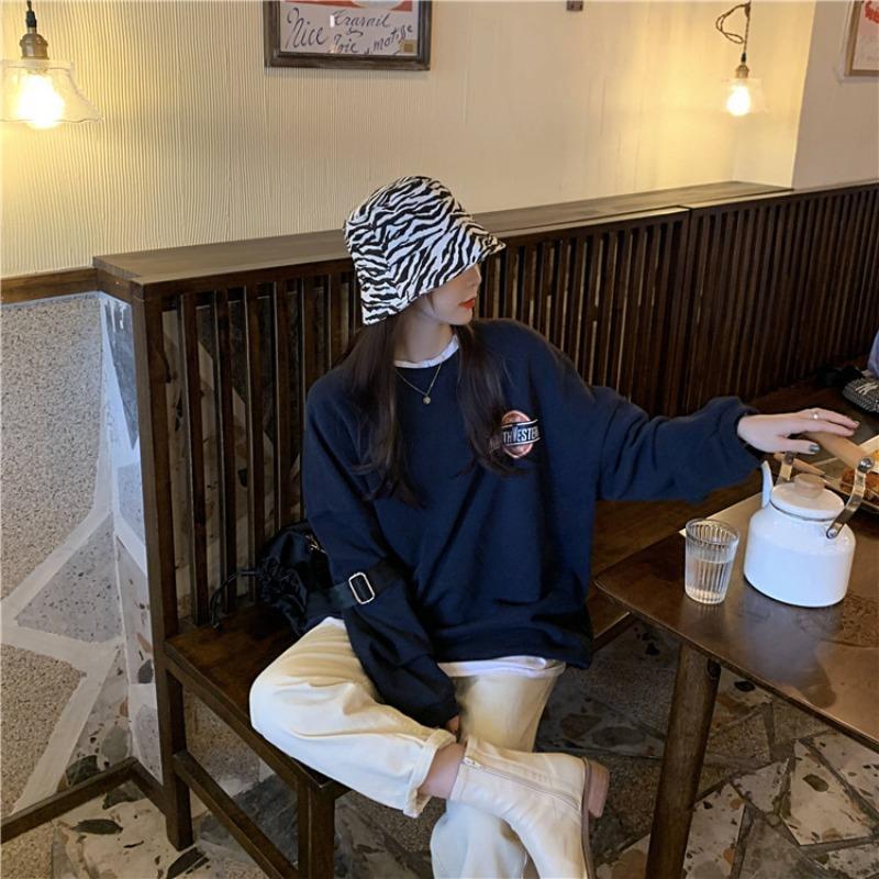 Letter printed long-sleeved thin sweatshirt jacket new autumn women's loose mid-length pullover top trendy