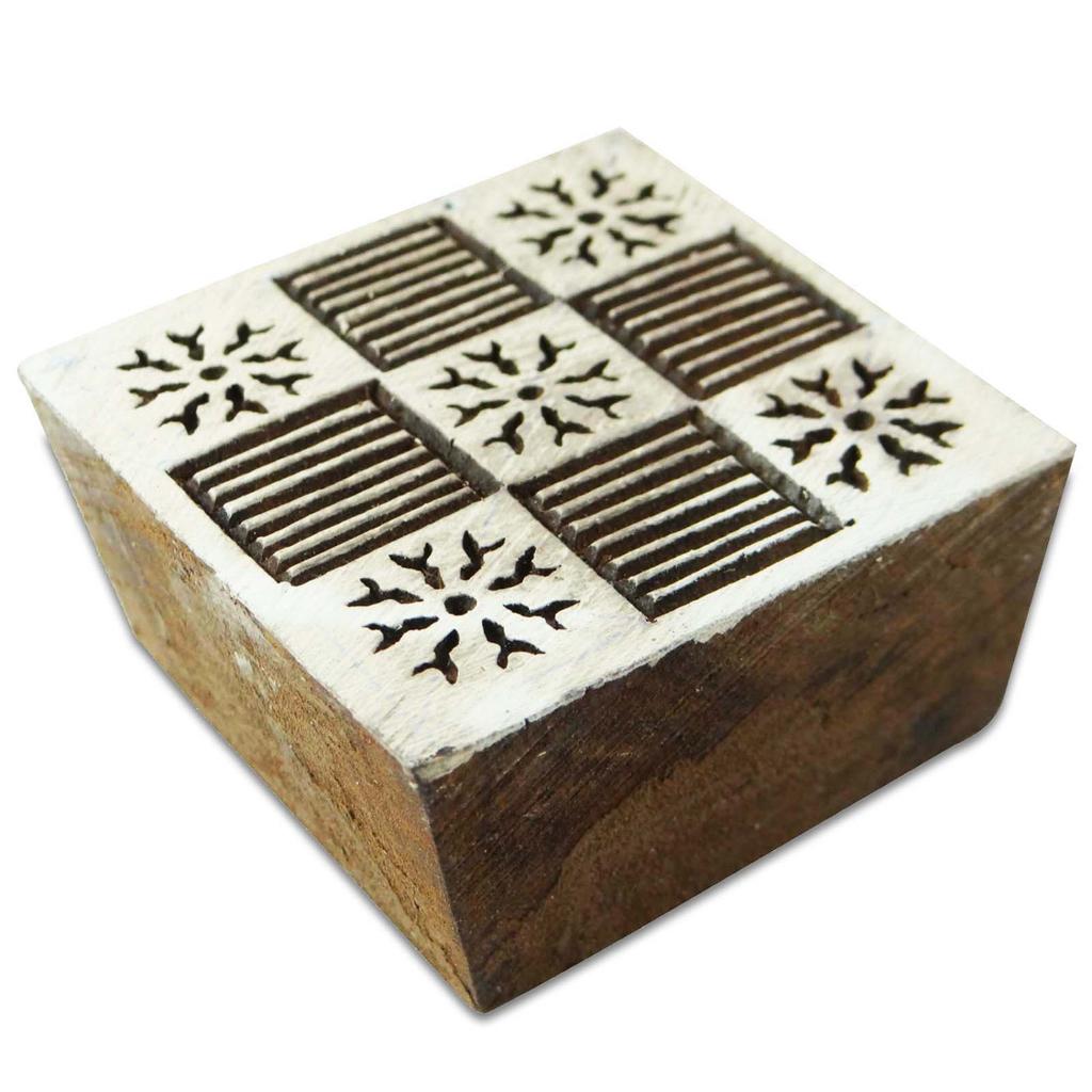 Indian Wooden Textile Stamps Wood Printing Block Floral Stamp Decorative
