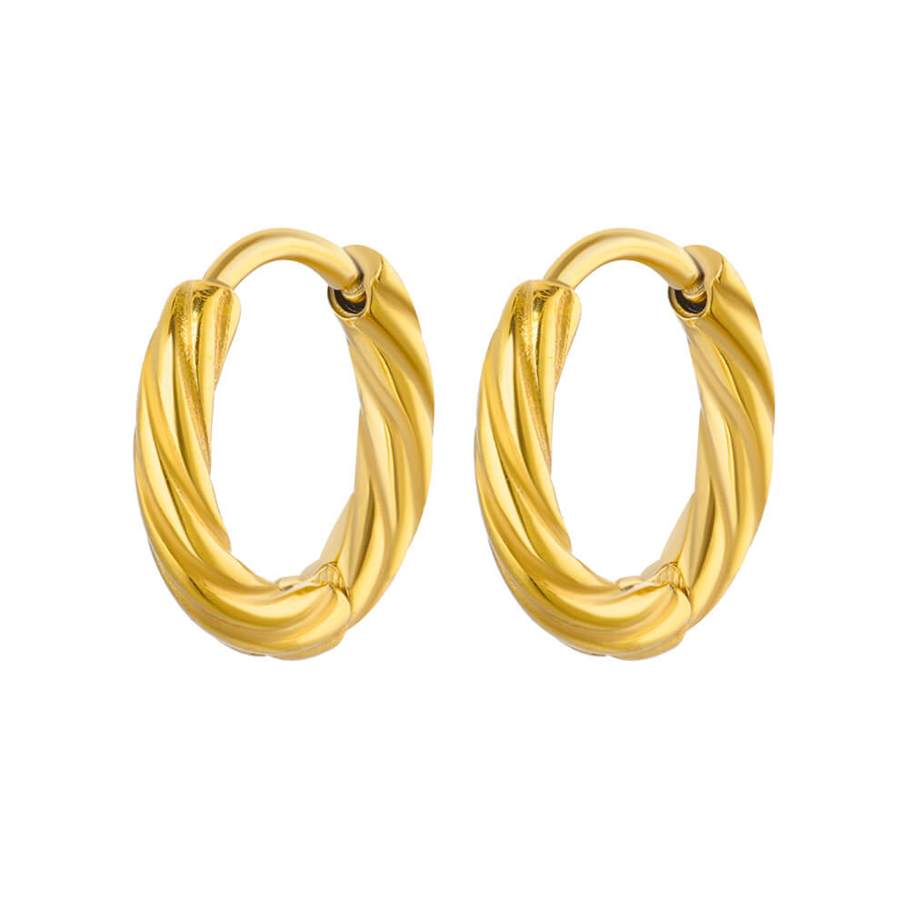 Vintage Round Stainless Steel Hoop Earrings For Women Gold Plated Earring Trending Statement Ear Jewelry Christmas Gift