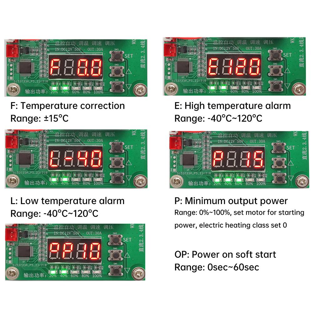 2/3/4-Draht Lüfterregler PWM Geschwindigkeitsregler Universelle Spannungsregelung Temperaturregelung mit NTC-Sonde & LED-Anzeige DC 12-50V