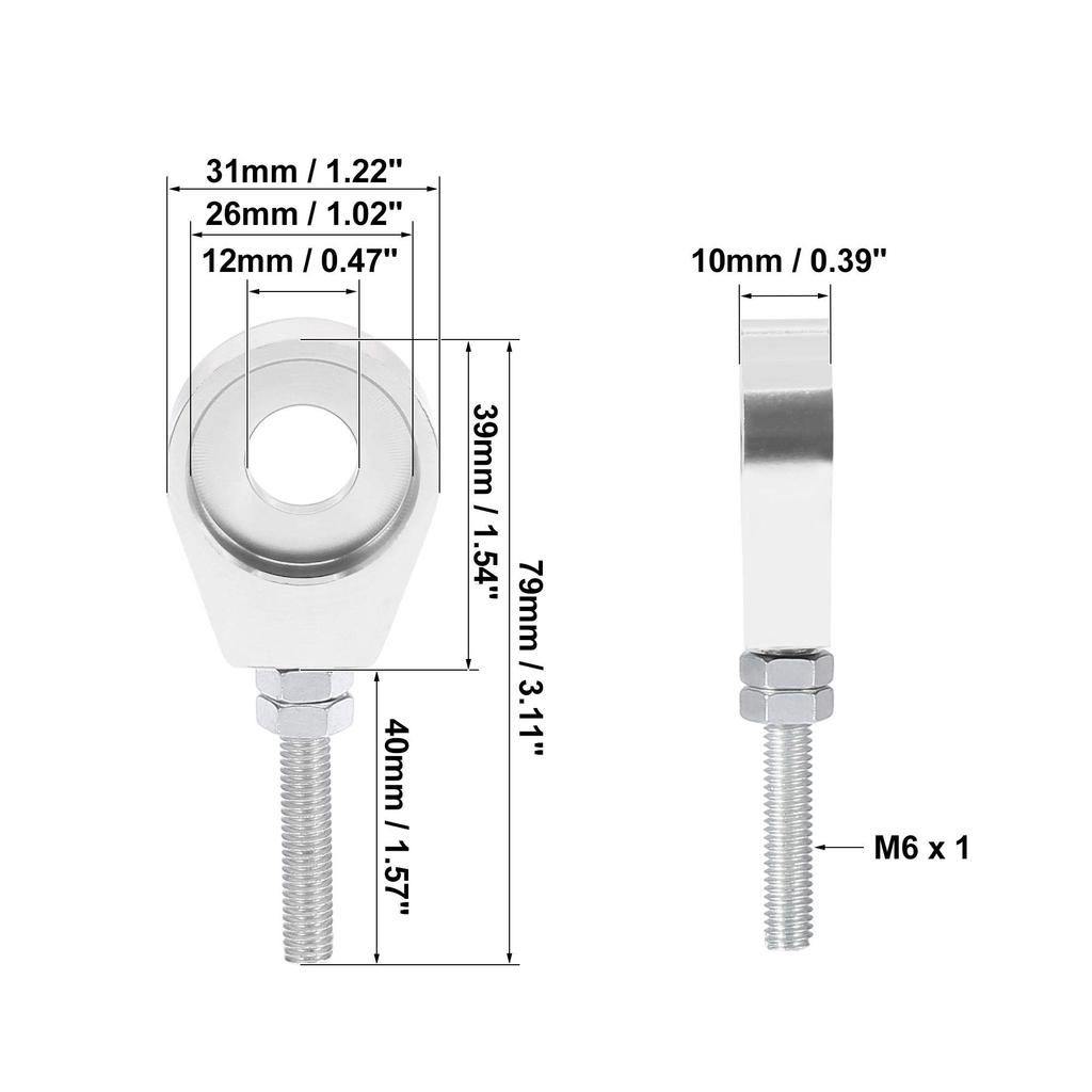 F FIERCE CYCLE Motorcycle Chain Axle Adjuster Tensioner Universal 12mm Diameter 2pcs Silver