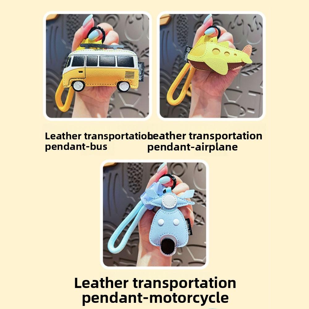 PU Leather Bus Shape Keychain Unique Bag Hanging Decoration Cartoon Airplane Keychain  Gift