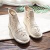 2026 Nowe Letnie Damskie Koronkowe Dziurkowane Wysokie Buty na Płaskiej Podeszwie Miękka Podeszwa Antypoślizgowe Oddychające Wsuwane Botki za Kostkę