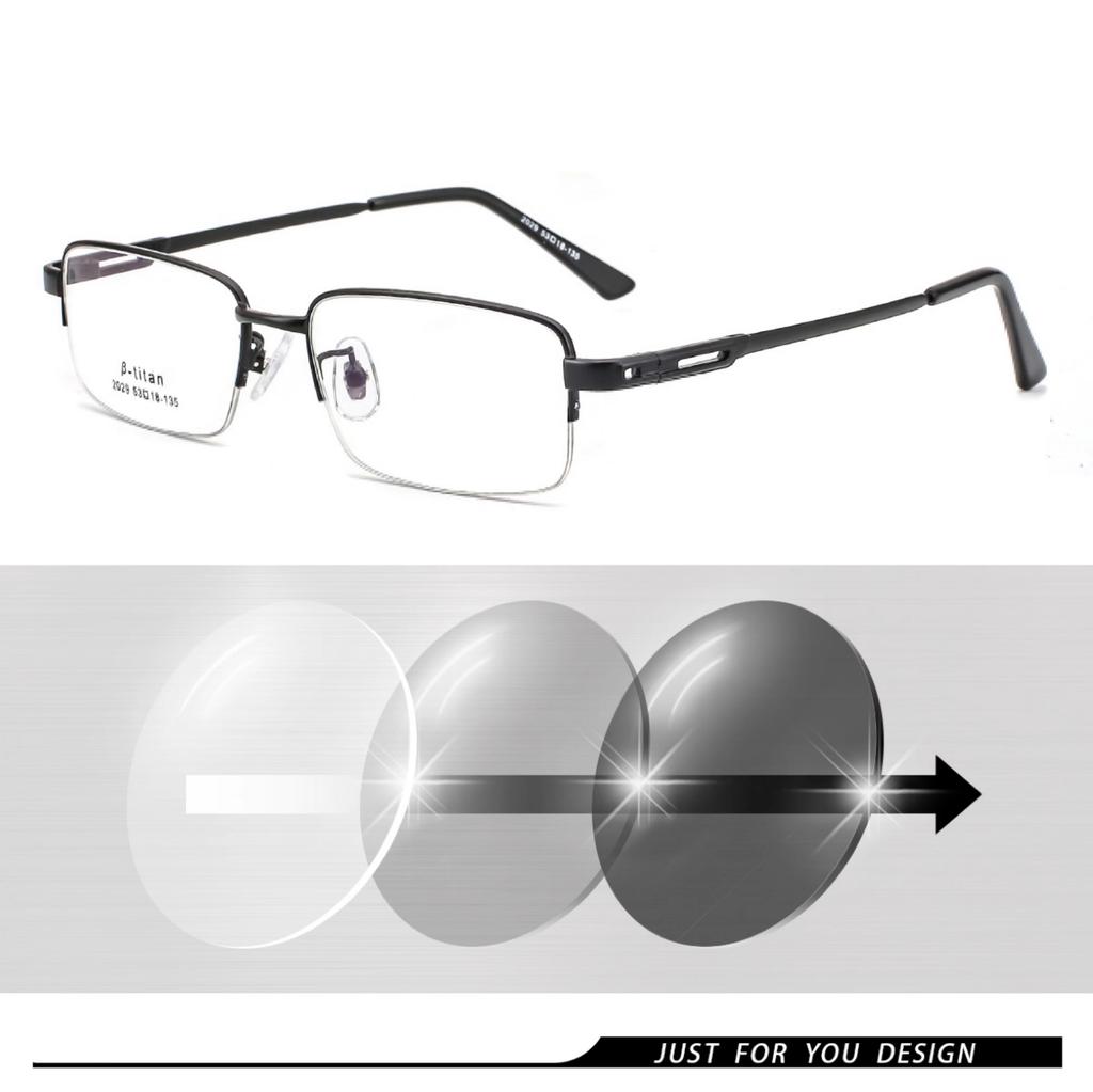 Titanium Alloy Photochromic Myopia Eyeglasses Women Men Prescription Spectacles Eyewear -0.5 -0.75 -1 -1.25 -1.5 -2 -2.5 To -6