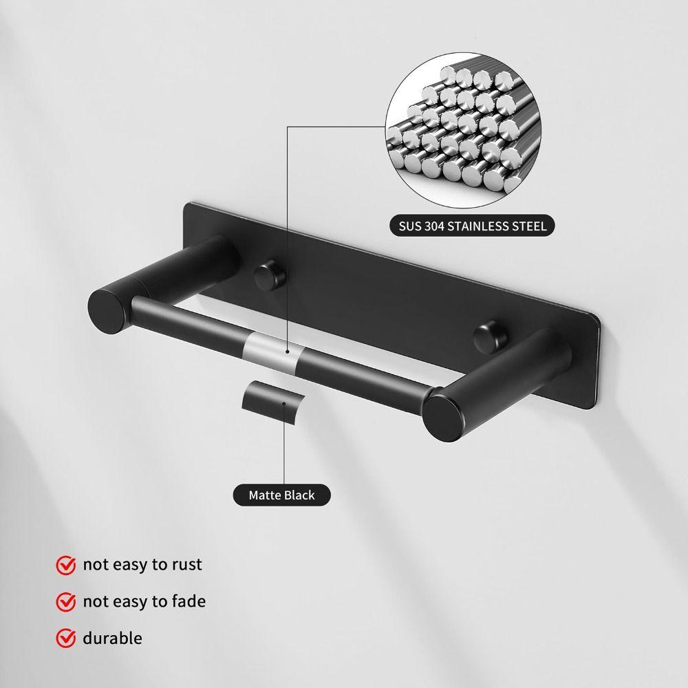 Wall Mounted Toilet Paper Holder Stainless Steel Self Adhesive Toilet Roll Holder Rustproof No Drilling Tissue Roll Holder RV