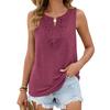 Spring Summer New Solid Color V-Neck Lace Trim Loose Sleeveless Vest T-Shirt Top for Amazon Cross-border Europe USA