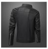 2025 Men's Color Block PU Leather Motorcycle Jacket - British Casual Style