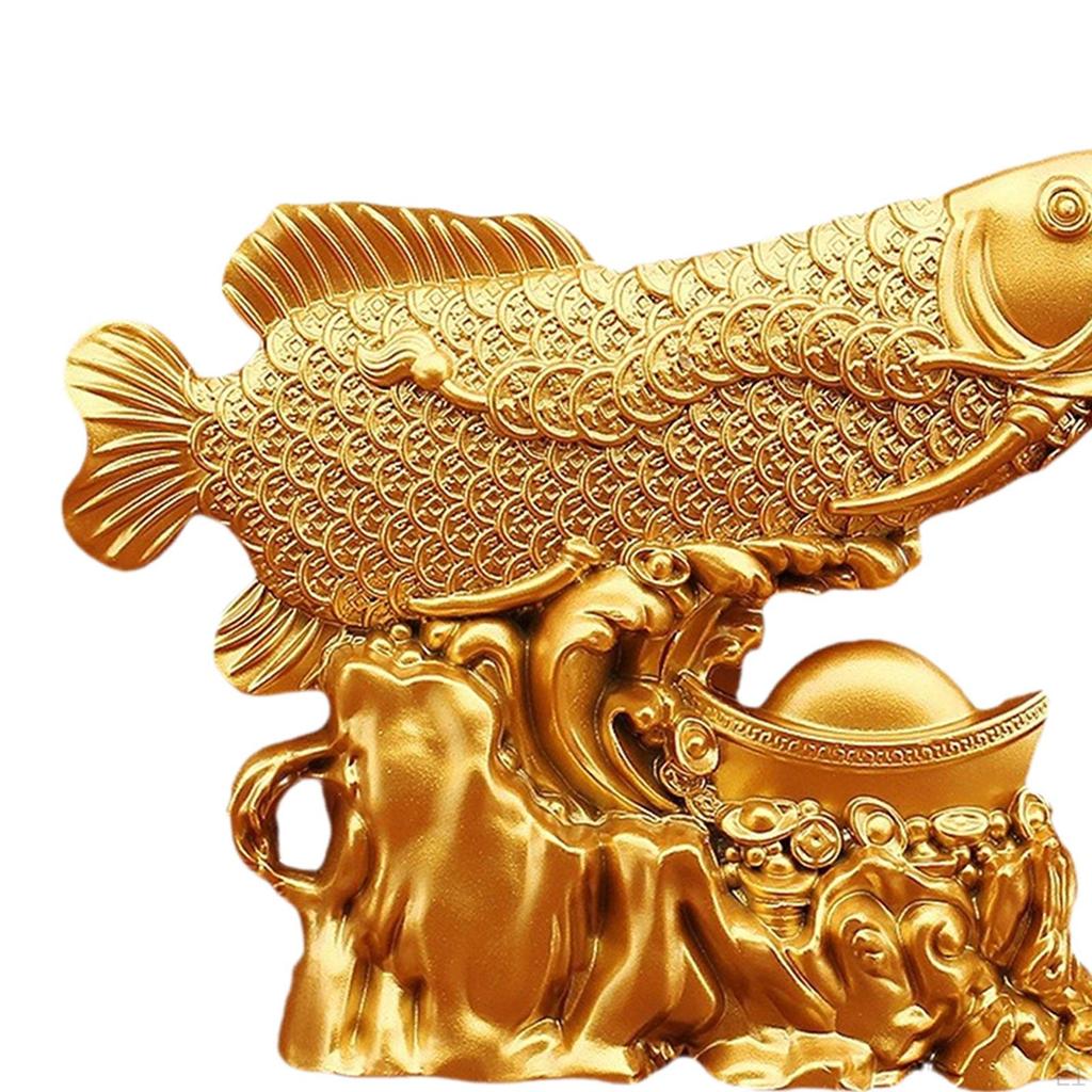 Feng Shui Wealth Arowana Fish Figurine Sturdy Decor Golden Dragon Fish,Lucky Statue for