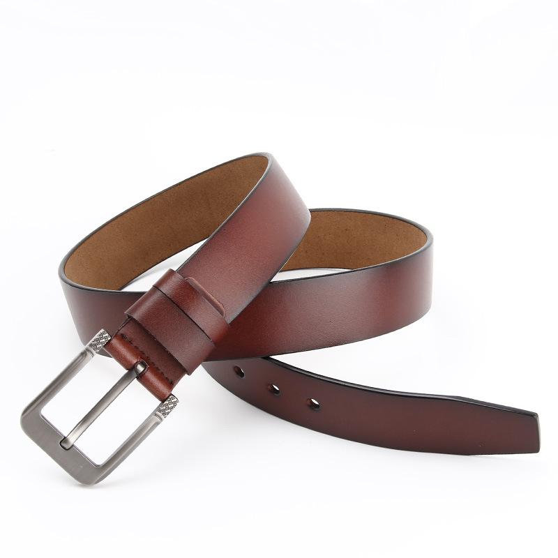 Men's Antique Real Yellow Cowhide Whole Sheet Two-layer Leather Belt Fashionable Pin Buckle Men's Korean Style Versatile Trousers Belt