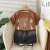 Boys' Set Summer Short Sleeved Printed Letter T-shirt Children's Set Summer T-shirt+shorts Two-piece Set