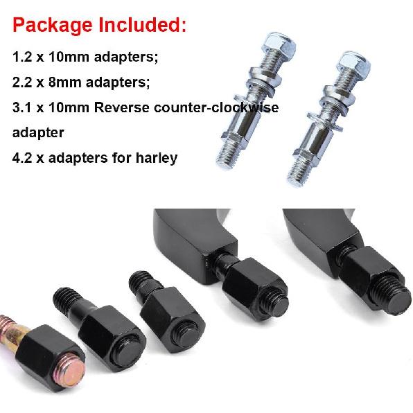 Black Universal Motorcycle Rearview Side Mirrors Compatible With Honda Kawasaki Suzuki Harley Bolt (Black-Harley)