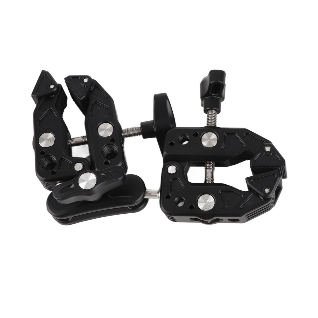 Double Camera Clamp 360 Degree Dual Clamp Camera Mount Crab Plier Clip with 1 4 3 8 Inch Interface Cold Shoe for