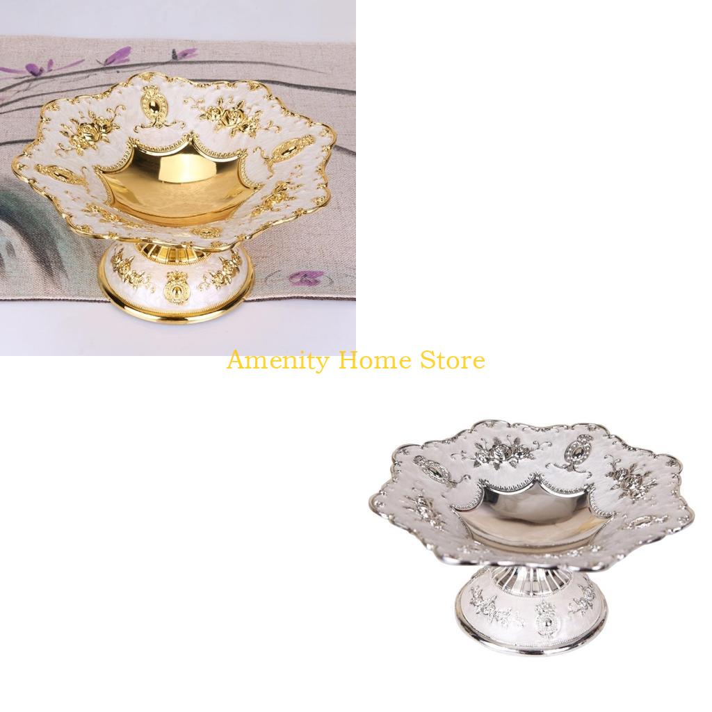 F26C Fruit Tray Trinket Dish Plate Tea Tray Elegant Candy Plate Vintage Fruit Plate Dessert Storage Tray Home Decoration