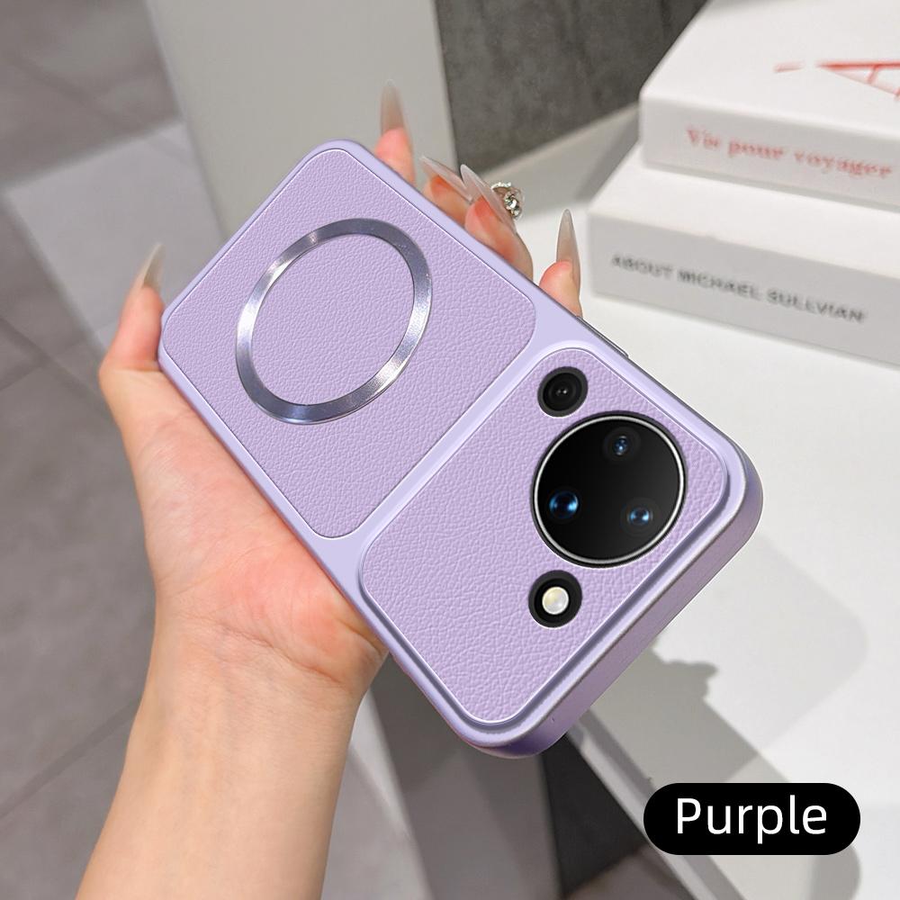 For Magsafe Wireless Charging Case For Huawei Pura 90 80 70 Ultra P60 P50 P40 Pro Plus Coque Candy PU Lambskin Soft Back Cover