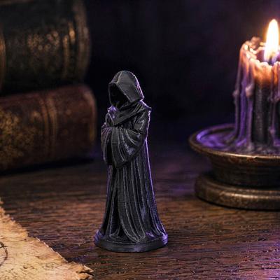 Ornement Robe à Capuche Imprimé 3D, Figurine de Moine Sans Visage Noir Mat, Sculpture Style Gothique, pour Décoration d'Halloween Intérieur Extérieur