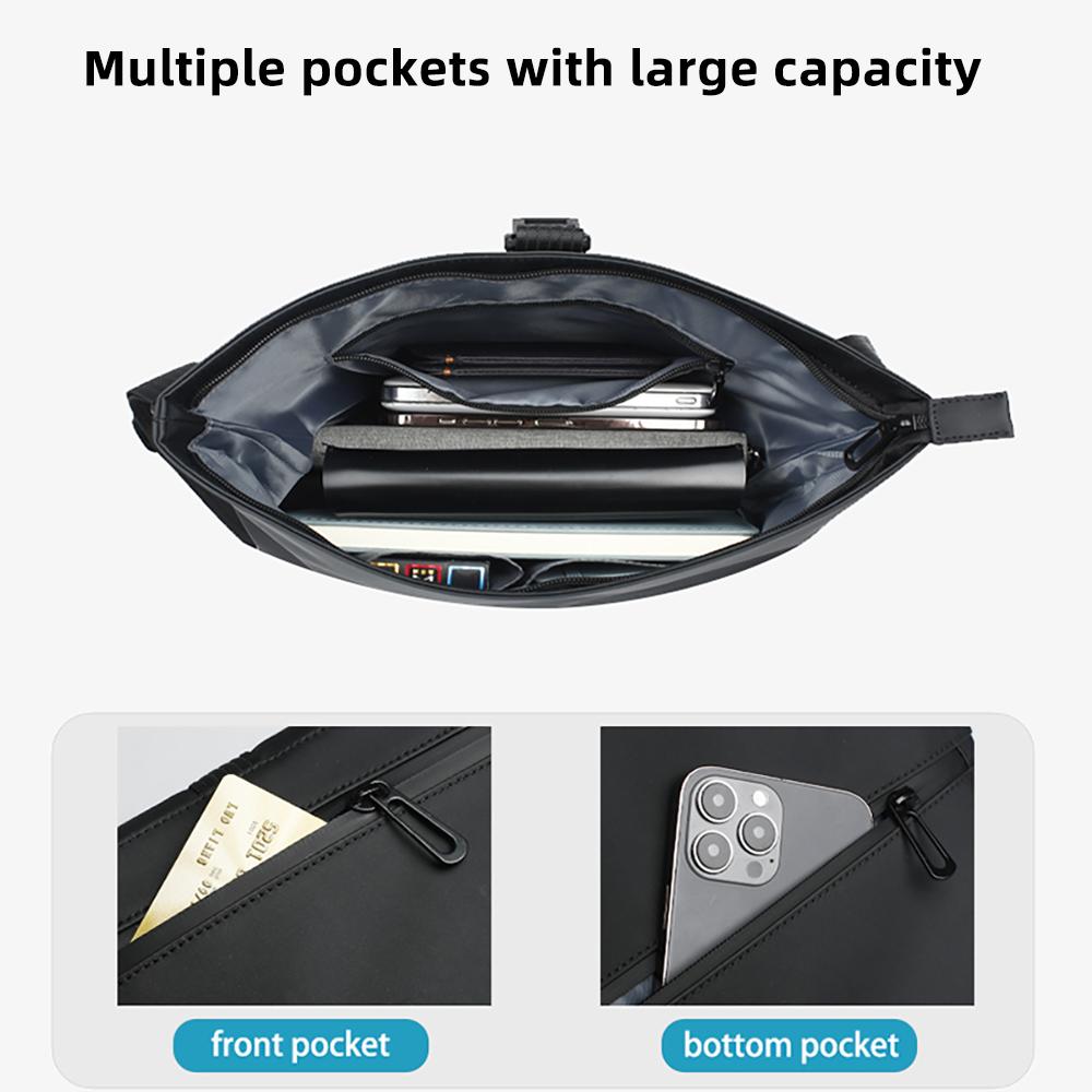 HcanKcan Herre Crossbody-veske Vanntett Skulderveske Passer 13 Tommers Bærbar PC Midjeveske Stor Kapasitet Messenger-veske Svart Sideveske