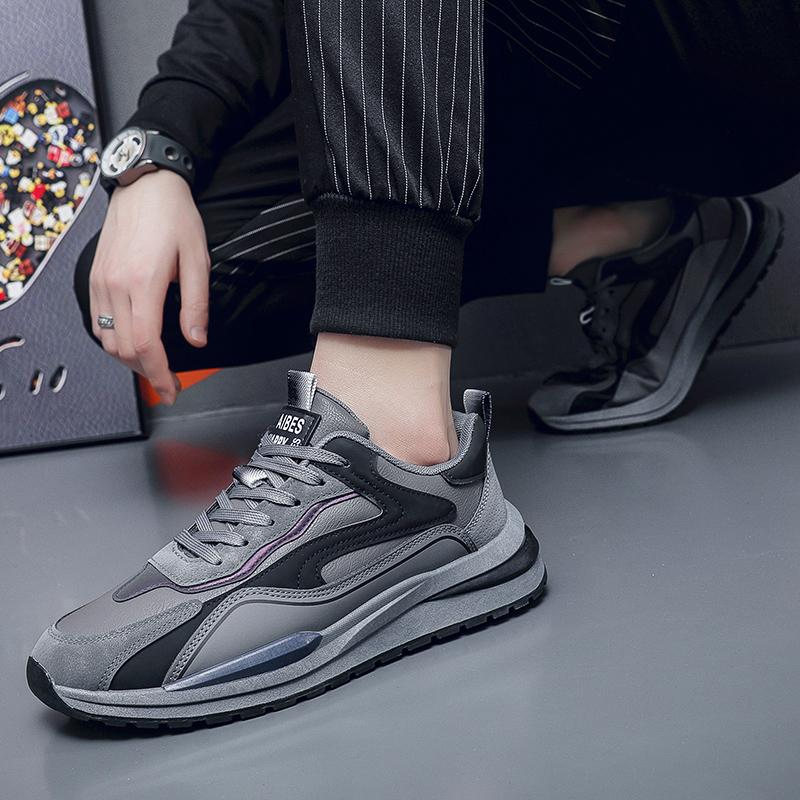 Pantofi sport casual pentru bărbați, respirabili, versatili, din piele, negri, pentru alergare, adidași atletici, jogging, tenis, pantofi de mers pe jos