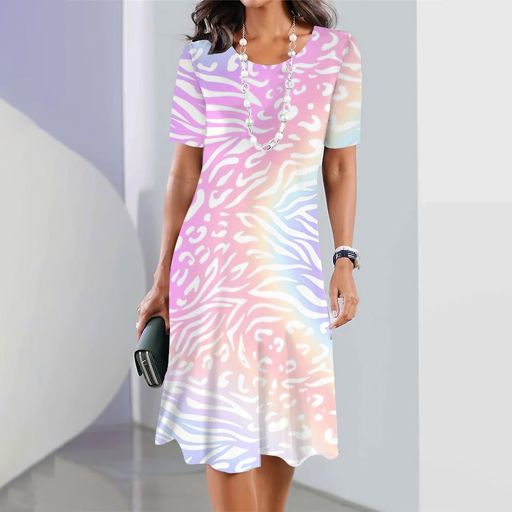 Women Dresses Leopard Animal Print Elegant Dresses Summer Medium Length Dress Large Size Female Fashion Trend