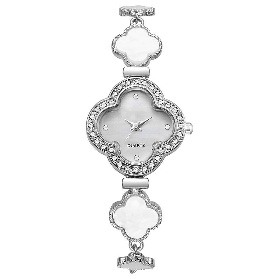 

Fourleaf Clover Womens Alloy Quartz Watch With World Time Function For Casual Fashion Silver