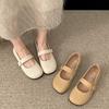 Fashion Temperament Round Head Versatile Flat Bottom Shallow Mouth Single Shoes Spring and Autumn Soft Sole Velcro Mary Jane Shoes
