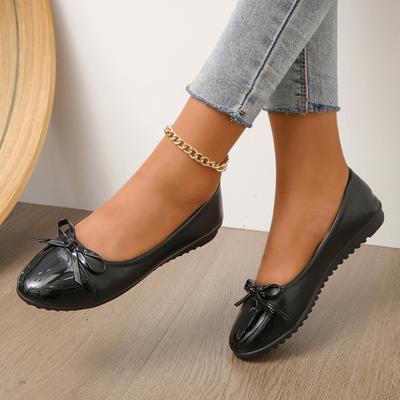 Fashion Plus Size 43 Flat Sole Women Shoes 2024 Round Toe Shallow Mouth Casual Shoes Comfort Soft Sole Bowknot Flats Zapatos De Mujer