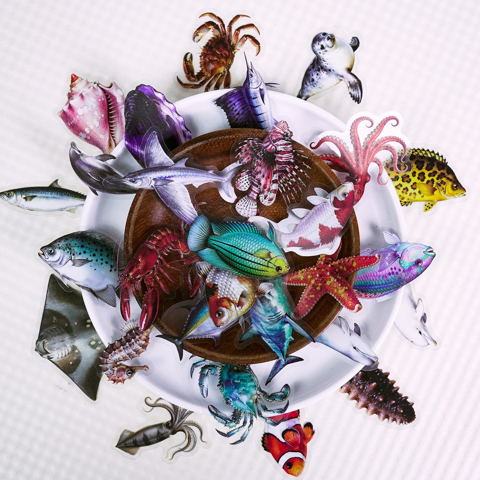 

56 Realistic Marine Animal Pet Stickers With High Transparent Texture And Various Fish Creative Handmade Stickers
