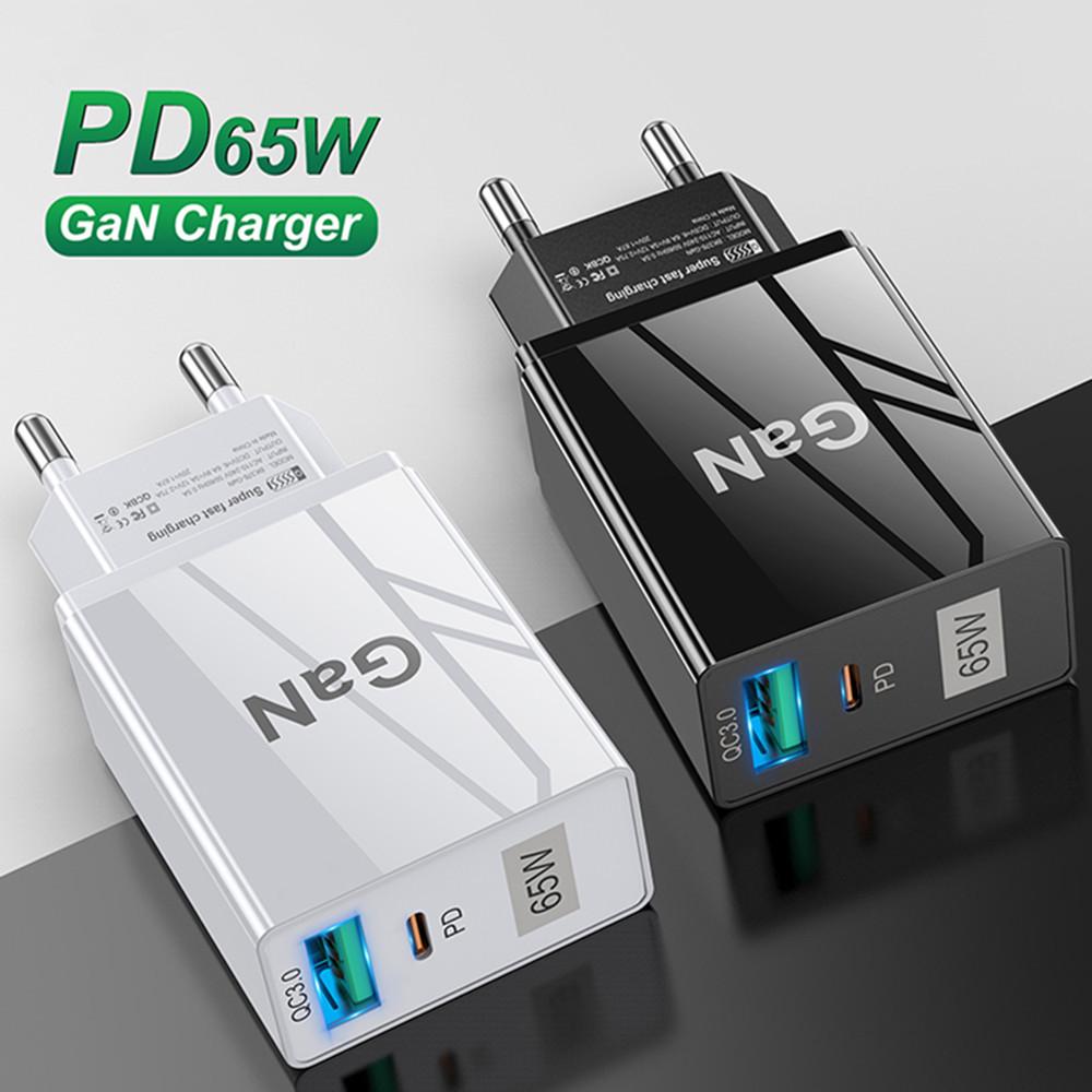 

65W GaN Fast Charger - Gallium Nitride PD Adapter for EU, US, UK Devices 65W Black EU