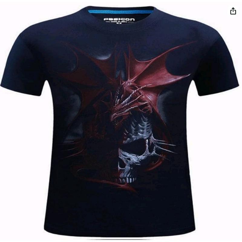 T-shirt Esclusivamente da Uomo, T-shirt a Maniche Corte Girocollo Stampata Digitalmente 3D L