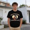 Men Tee Shirt Punch Monkey Neck Short Sleeve Pattern Round Pullover Tops Stretchy Fit Solid Color