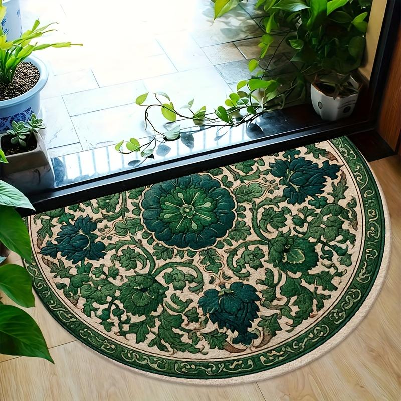 1 Pezzo Tappetino Benvenuto Floreale Verde Vintage a Semicerchio Antiscivolo per Esterno Patio Portico Cucina Bagno Ingresso Tappeto per Pavimento