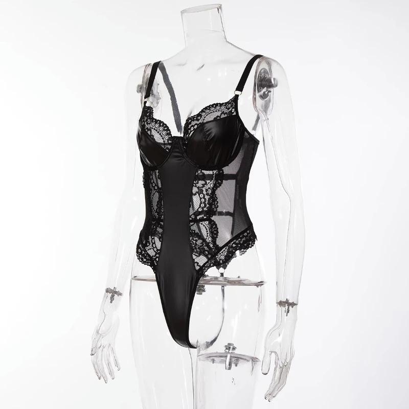 Adult Goods Costume Patent Leather Lace Cutout Bodysuit Corset for Women Sexy Nighties Lingerie Exotic Suits for Women Sexy Bras