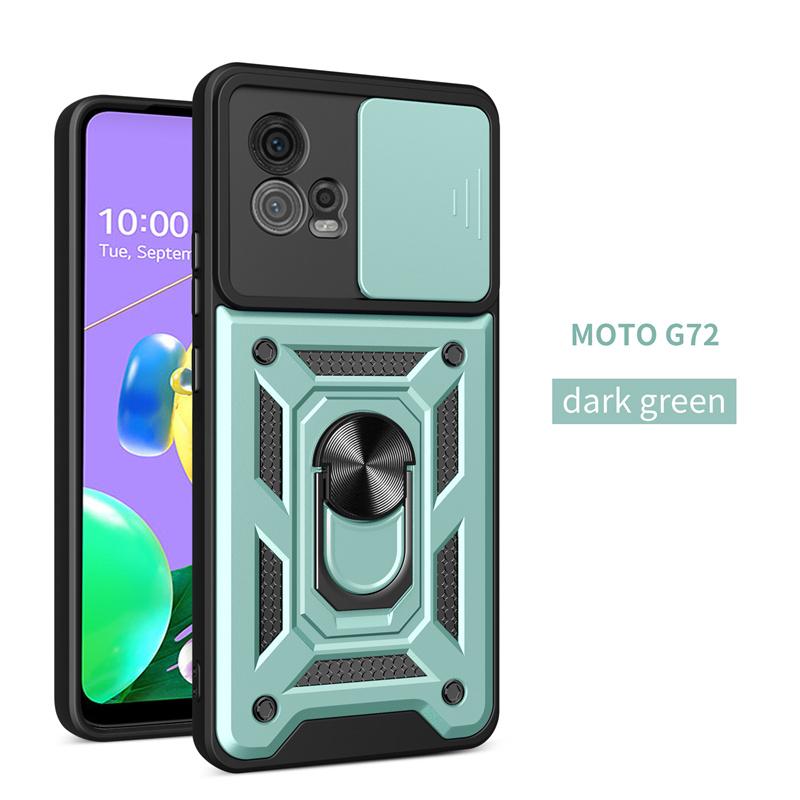 For Motorola Moto G72 5G Case Slide Camera Lens Armor Cases for Moto G72 G 72 Motog72 Magnetic Ring Stand Holder Protect Cover