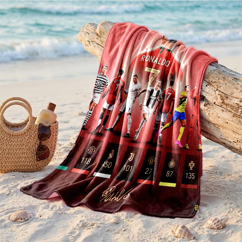 Asciugamano da Spiaggia Morbido ad Asciugatura Rapida Tema Cristiano Ronaldo?Asciugamano Asciutto Per Vacanze Estive Al Mare Nuoto