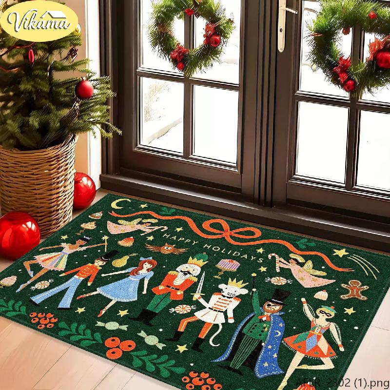 Nutcracker Ballet Story Doormat Festive Welcome Rug Non Slip Entryway Mat Indoor Outdoor Washable Festive Home Decor