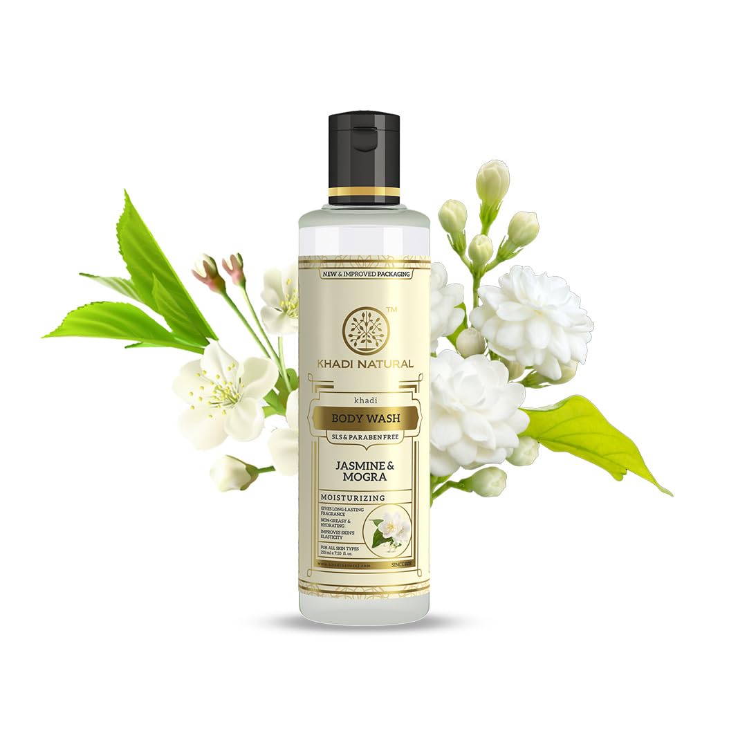Khadi Natural Jasmine & Mongra Herbal Body Wash 210 Ml Hydrating Shower Gel For Soft Smooth Skin All Skin Types