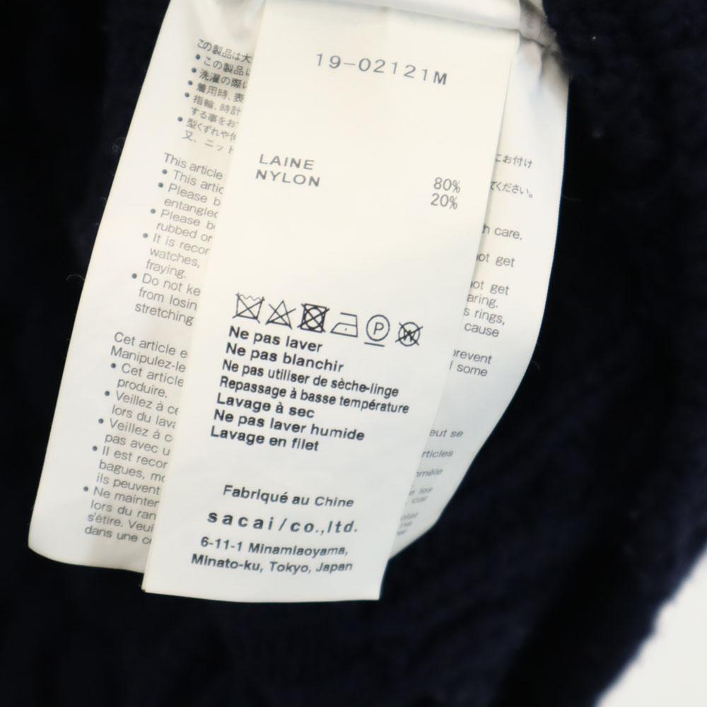 Sacai wool blend Long sleeve Low Gauge Mock Neck sweater 201 Navy Men's Used