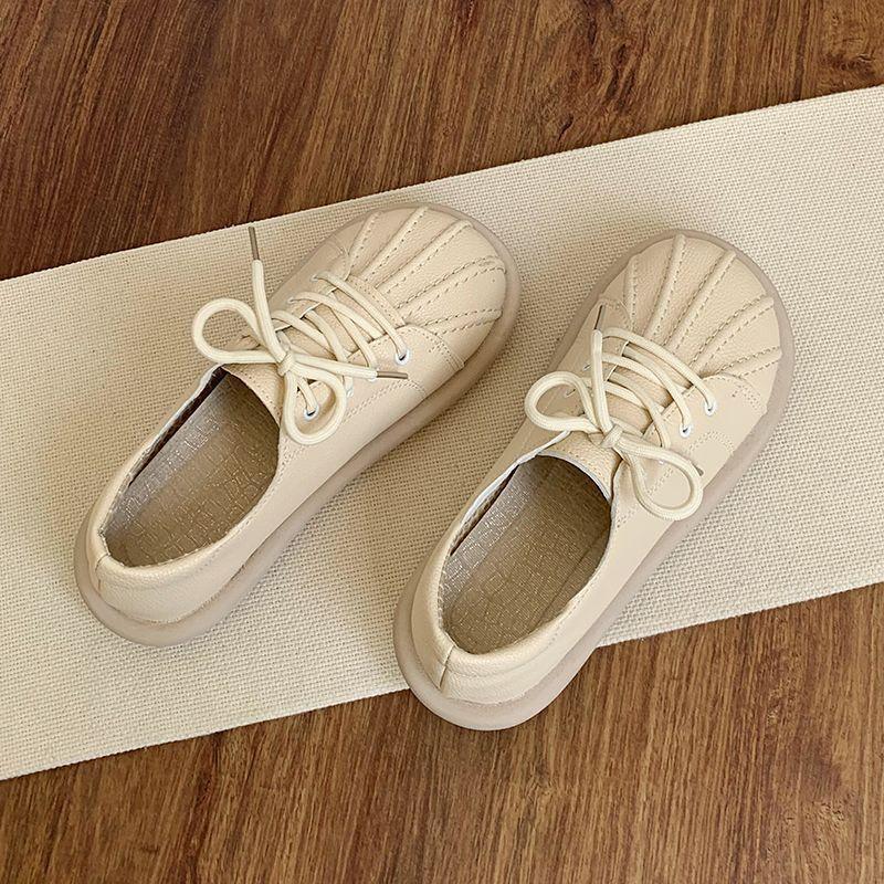 

Brand shell single shoes literary Japanese leather shoes 2025 early spring new student flat white shoes non-slip casual 35