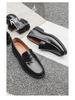 Men's Black Leather Slip-on Loafers, Casual Business Formal Derby Shoes, British Style, 14532-J