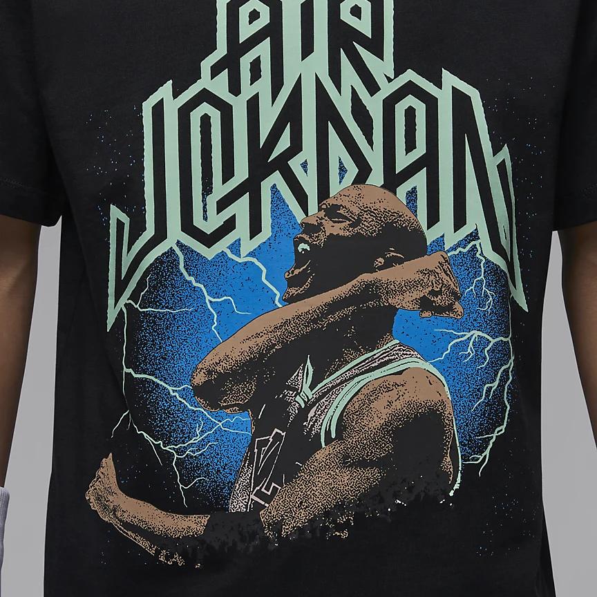 Jordan American Retro Letter Print Round Neck Casual Short Sleeve T-Shirt Men Tops Black FN6017-010