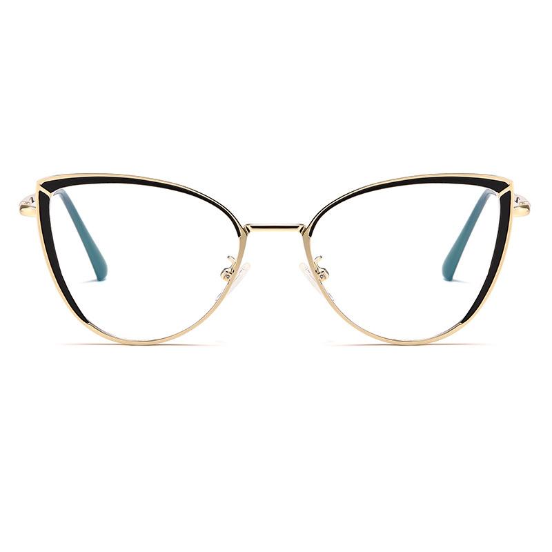 6221 Fashion Cat'S Eye Metal Spring Leg Flat Glasses 2025 New Personalized Anti-Blue Light Plain And Thin Glasses